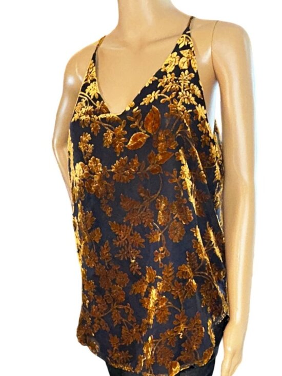 LOFT Tops - LOFT Womens Sleeveless Velvet Burnout Top Size S Whimsygoth Regency